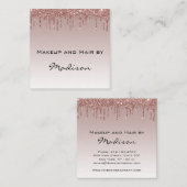 Glamバラ金ゴールドフェイクグリッタードリップスメイクアップアーティスト スクエア名刺 (正面/裏面)