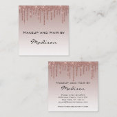 Glamバラ金ゴールドフェイクグリッタードリップスメイクアップアーティスト スクエア名刺 (正面/裏面)