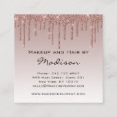 Glamバラ金ゴールドフェイクグリッタードリップスメイクアップアーティスト スクエア名刺 (裏面)