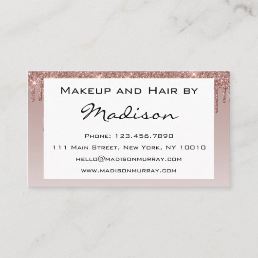 Glamバラ金ゴールドフェイクグリッタードリップスメイクアップアーティスト 名刺 (裏面)