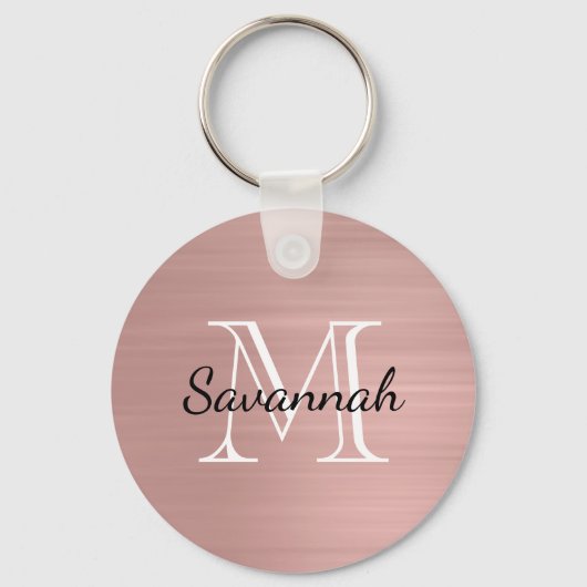 Glamバラ金ゴールドフェイク金属モノグラム キーホルダー (正面)