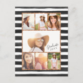 Glamバラ金ゴールドフォトコラージュ卒業招待状 インビテーションポストカード (正面)