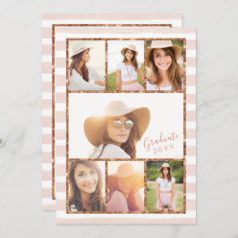 Glamバラ金ゴールドフォトコラージュ卒業招待状 招待状