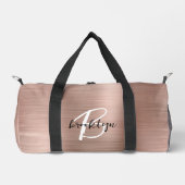 Glamバラ金ゴールドブラシ仕上げ金属白黒モノグラム ダッフルバッグ (正面)