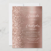 Glamバラ金ゴールドブラシ付きメタルQRコード結婚ズ 招待状 (正面)