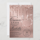 Glamバラ金ゴールドメタリックグリッタードリプスキンセアニラ 招待状 (正面)