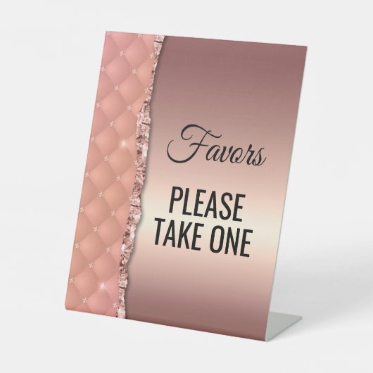 Glamバラ金ゴールドリッピンググリッターメタリック好意サイン 台座サイン (正面)