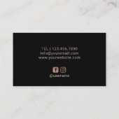 Glamバラ金ゴールドリップメイクアップアーティストプレーンブラック 名刺 (裏面)