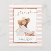 Glamバラ金ゴールド写真卒業パーティー招待状 インビテーションポストカード (正面)