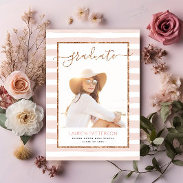 Glamバラ金ゴールド写真卒業パーティー招待状 招待状