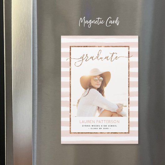 Glamバラ金ゴールド写真卒業発表 マグネット招待状