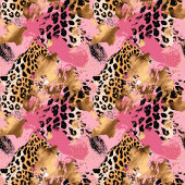 Glamバラ金ゴールド水色ヒョウ皮フリース フリースブランケット