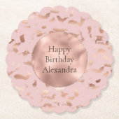 Glamバラ金ゴールド赤面抽象芸術誕生日 ペーパーコースター (正面)