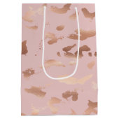 Glamバラ金ゴールド赤面抽象芸術誕生日 ミディアムペーパーバッグ (裏面)