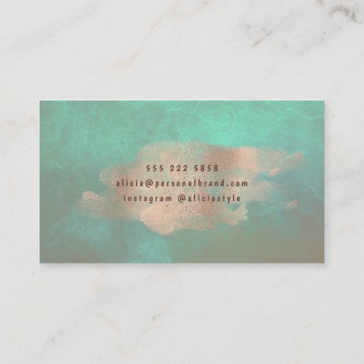 Glamバラ金ゴールド銅箔グリーンパーソナルスタイリスト 名刺 (裏面)