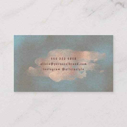 Glamバラ金ゴールド銅箔ネイビー | 個人用スタイリスト 名刺 (裏面)