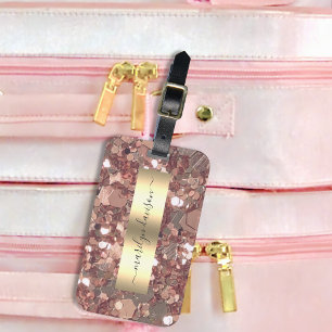 Glamバラ金ゴールドChunkyグリッター金属箔 ラゲッジタグ