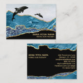 *～* Glamビーチドルフィン金ゴールドグリッターブラックティール（緑がかった色） 名刺 (正面/裏面)