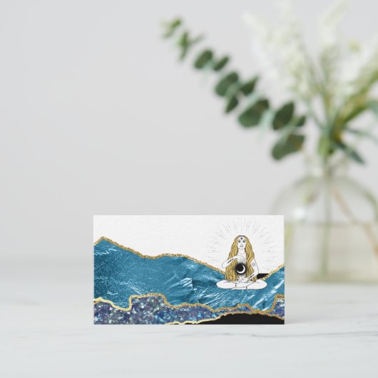 *~* Glamビーチムーン女神ティール(緑がかった色)金ゴールドグリッター 名刺 (スタンド正面)