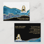 *～* Glamビーチムーン女神金ゴールドグリッターティール（緑がかった色） 名刺 (正面/裏面)