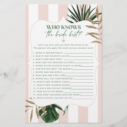 Glamピンクストライプの誰が花嫁のゲ最高のームを知る (正面)