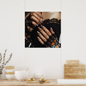 Glamファッション豪華な夏の爪、 ネイルアート写真 ポスター (キッチン)