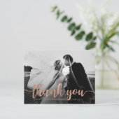 Glamフェイクバラ金ゴールド結婚の写真ありがとう ポストカード (スタンド正面)