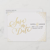 Glamフェイク金ゴールドグリッター書の日付を保存 案内ポストカード (正面/裏面)