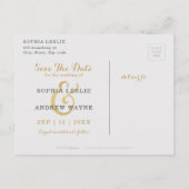 Glamフェイク金ゴールドグリッター書の日付を保存 案内ポストカード (裏面)