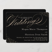 Glamフェイク金ゴールドスペックル書結婚跡 招待状 (正面/裏面)