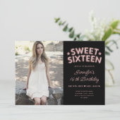 Glamフォトバラ金ゴールドブラックバルーン甘い16 招待状 (スタンド正面)