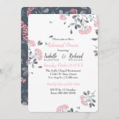 Glamフローラピンクウォーターカラーリハーサルディナー 招待状 (正面/裏面)