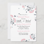 Glamフローラピンクウォーターカラーリハーサルディナー 招待状 (正面)