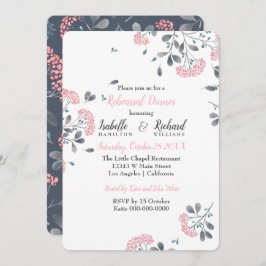 Glamフローラピンクウォーターカラーリハーサルディナー 招待状