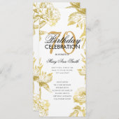 Glamフローラ70誕生日プログラム金ゴールドメニュー 招待状 (正面/裏面)