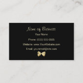 Glamブラックおよび金ゴールドレオパード印刷金ゴールドリボン 名刺 (裏面)