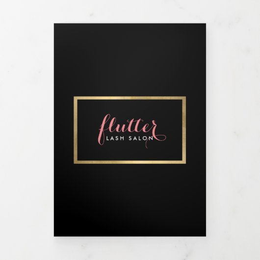Glamブラックピンク金ゴールドラッシュサロンパンフレット 三つ折りカード (カバー)