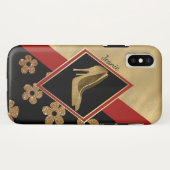 Glamブラックレッドと金ゴールドiPhone Xケース Case-Mate iPhoneケース (裏面(横))
