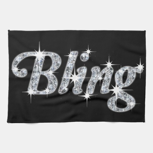 Glamプリント(ダイヤモンドフェイクデザインを搭載きらきら光る) キッチンタオル (横)