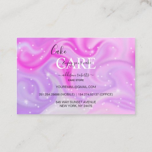 Glamホログラフィエレガントックケーキ気にビジネスカード 名刺 (裏面)