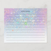 Glamホログラフィエレガントック金ゴールドグリッターレシピカード (裏面)