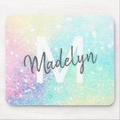 Glamホログラフィックグリッターパタカラフルーン マウスパッド (正面)