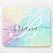 Glamホログラフィックグリッターパタカラフルーン マウスパッド (正面)