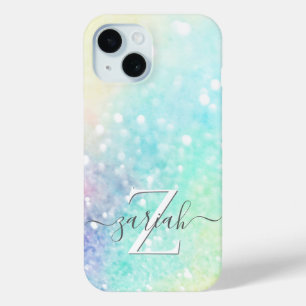 Glamホログラフィックグリッターパタカラフルーン iPhone 15ケース