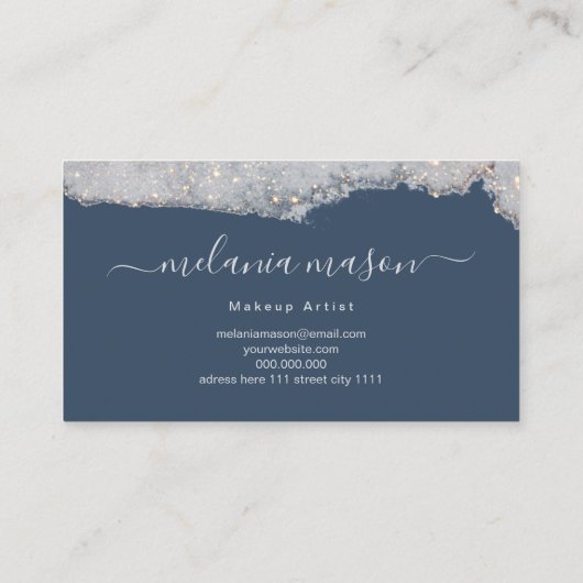 Glamホログラフィックグリッターメイクアップアーティストブルー 名刺 (裏面)