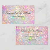 Glamホログラフィックグリッターモダントレンディーピンク 名刺 (正面/裏面)