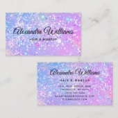 Glamホログラフィックグリッターモダントレンディー紫 名刺 (正面/裏面)