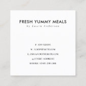 GLAMミニマル金ゴールドフェイクポット料理人ケータリング スクエア名刺 (裏面)