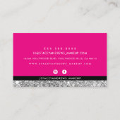 GLAMメイクアップブラシスクリプトシルバーグリッターピンクブラック 名刺 (裏面)