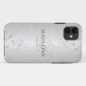 Glamメタリック銀グリッターカスタマイズ可能な名前 Case-Mate iPhoneケース (裏面(横))